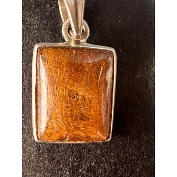 Vintage Nature Company Copper Rutilated Quartz Pendant 925 Sterling Silver - Picture 2 of 16